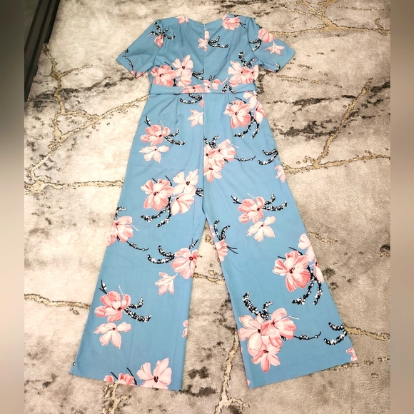PERFECTLY CUTE Women's XL Blue and Pink Floral Jumpsuit. NWOT - Picture 4 of 16